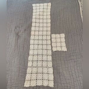 Vintage Handmade Crochet Table Runner Cottagecore Boho Grannycore